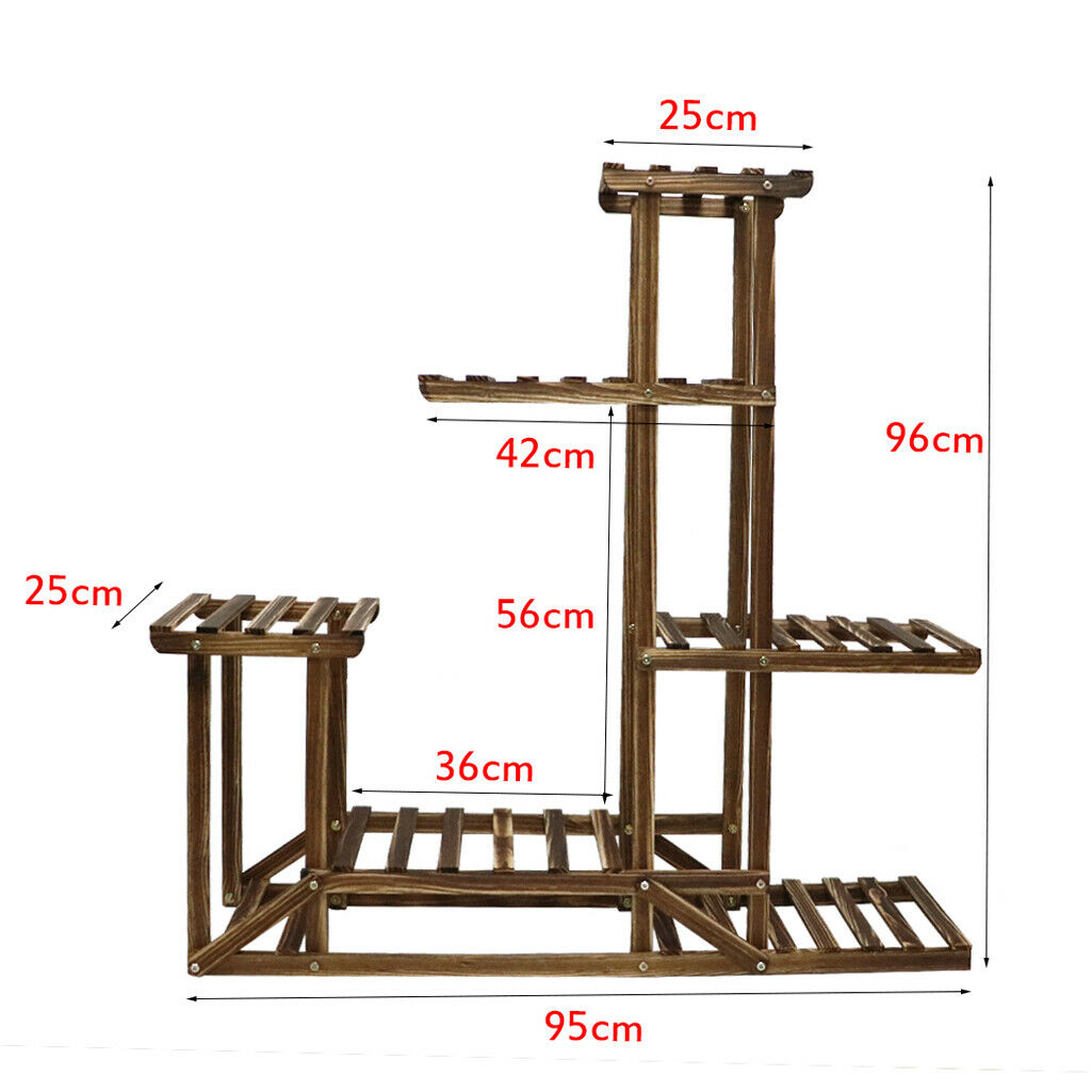 5 Ladders Flower Plant Pots Shelf Stand Display Garden Rattan Rack Natural Wood