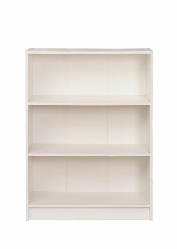 3 Tier Bookcase Wide Display Shelving Storage Unit Wood Furniture White