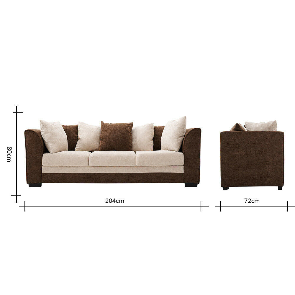 3 Seater Chenille Fabric Sofa Armchair Couch with Footstool Option Living Room