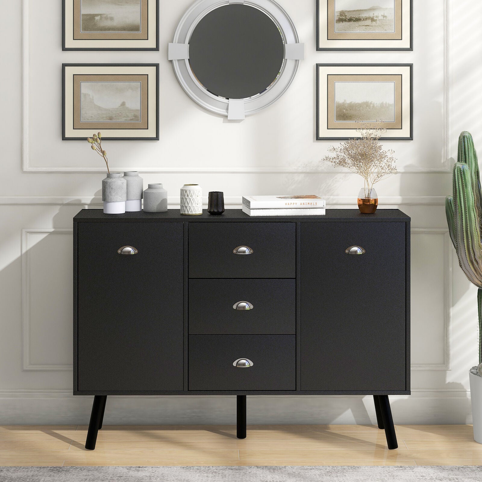 MDF Sideboard Cabinet Cupboard Unit Storage Cabinet Buffet Organiser Furniture