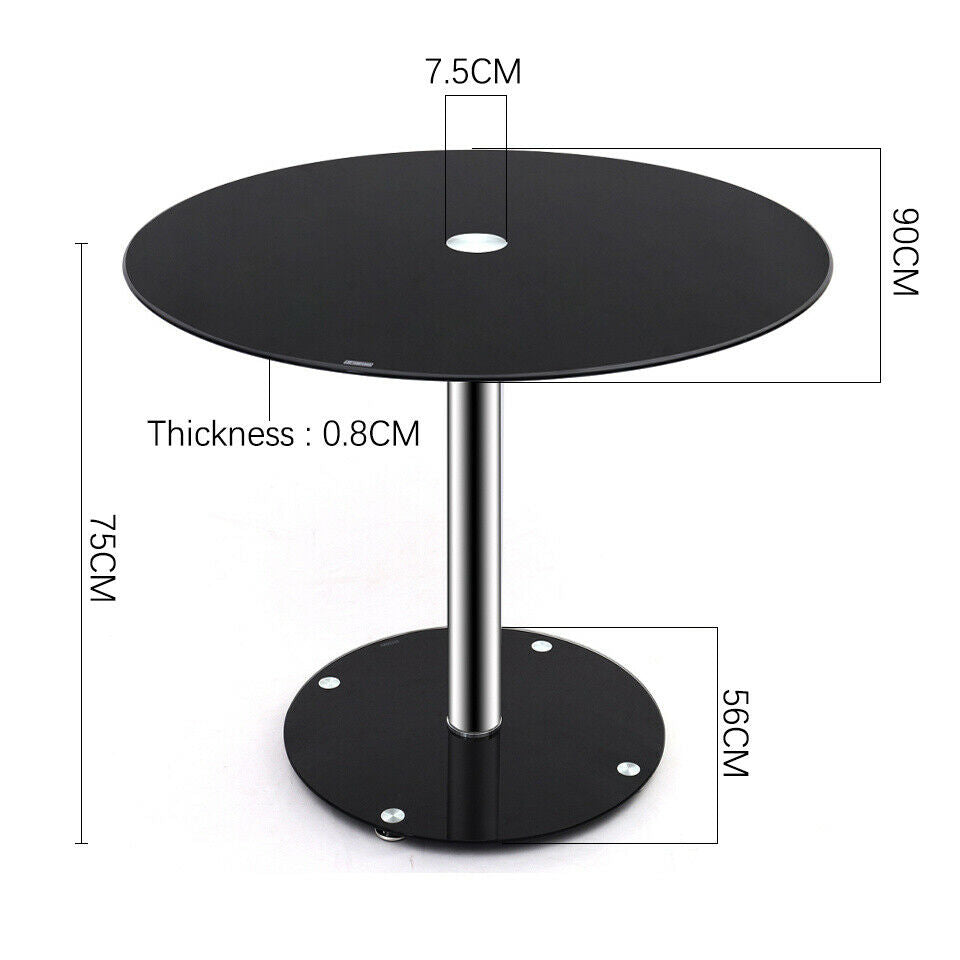 90cm Round Tempered Glass Kitchen Dining Table Coffee Table Modern Furniture
