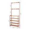 Retro Door Coat Rack Hooks with 5 Tier Shoe Shelves Integrated Storage Furniture