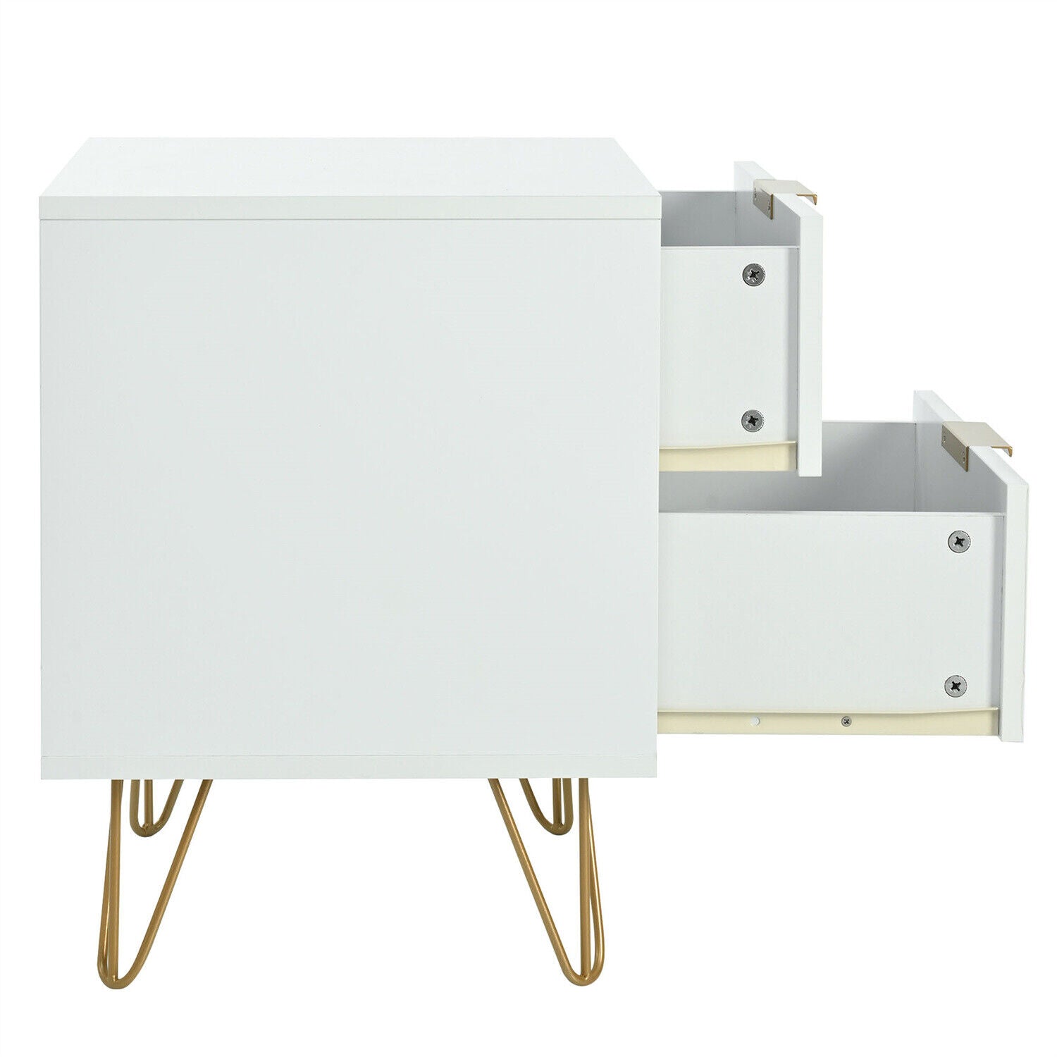 Bedside Cabinet Storage Unit Bedroom Furniture Nightstand w/ 2 Storage Drawer HT