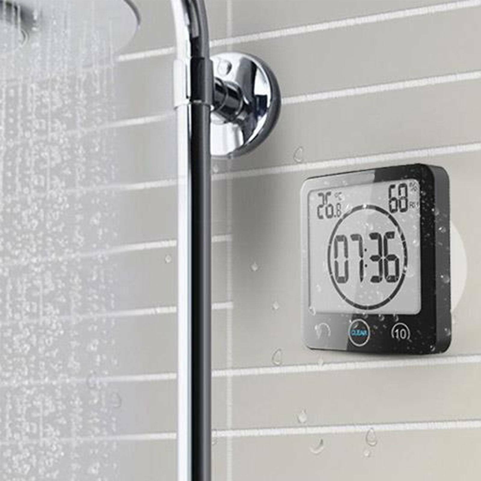 Bathroom Waterproof Digital Shower Clock Timer Alarm Temperature Meter Humidity