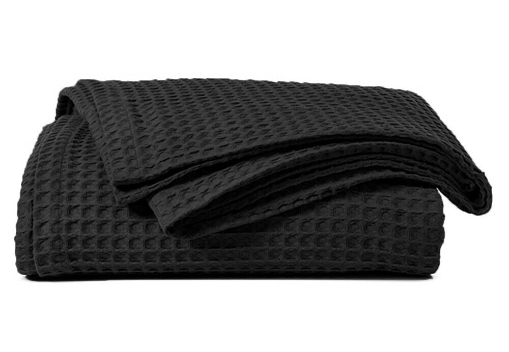 100% COTTON HONEYCOMB WAFFLE EFFECT WASHABLE SOFA BED CHAIR BLANKET THROW