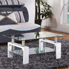 Tempered Glass Chrome Living Room Coffee Table, Black Modern Rectangle Tea Table