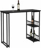 Bar Table Bistro Table MDF Metal Dining Table with 2-Tier Storage Rack Shelves