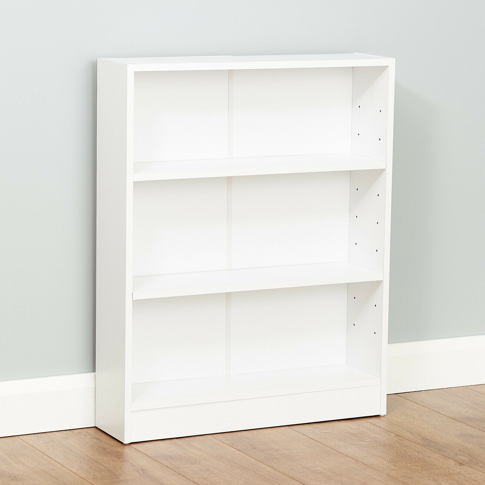3 TIER WHITE WOODEN FREESTANDING BOOKCASE/BOOKSHELF STORAGE UNIT SHELF