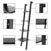 4-Tier Wood Ladder Shelf, Standing Wall Rack, Bookcase Display Shelf White Black