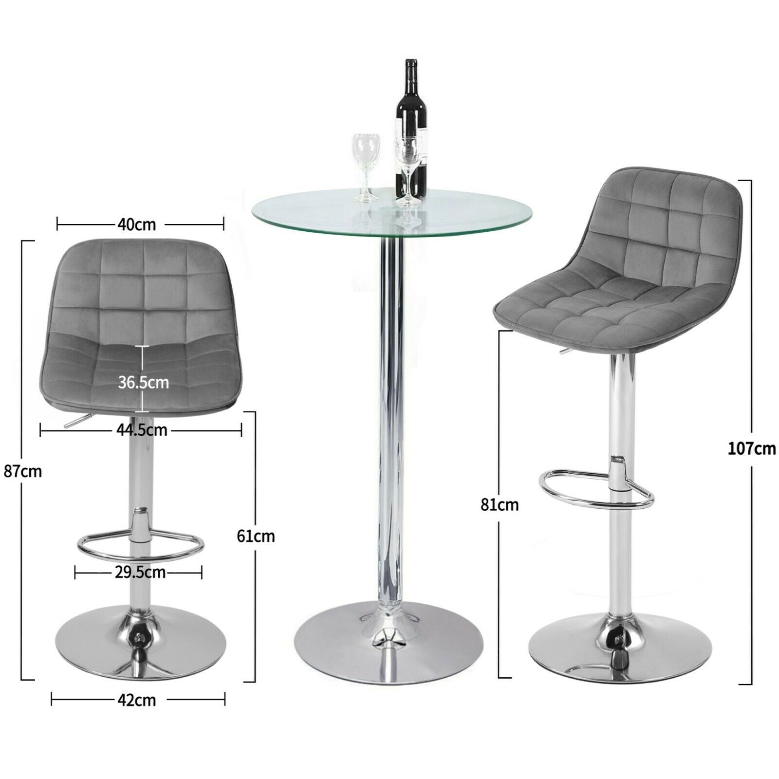 2×Bar Stools Leather / Velvet Chairs Breakfast Chair Swivel Gas Lift Adjustable