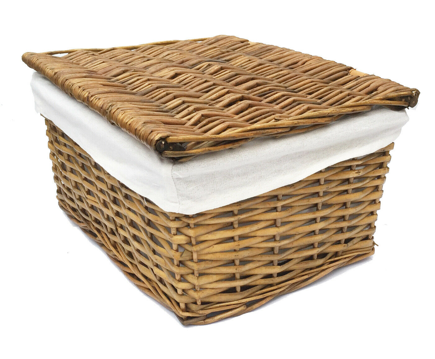 Black White Grey Lidded Wicker Storage Toy Box Empty Hamper Basket Lining