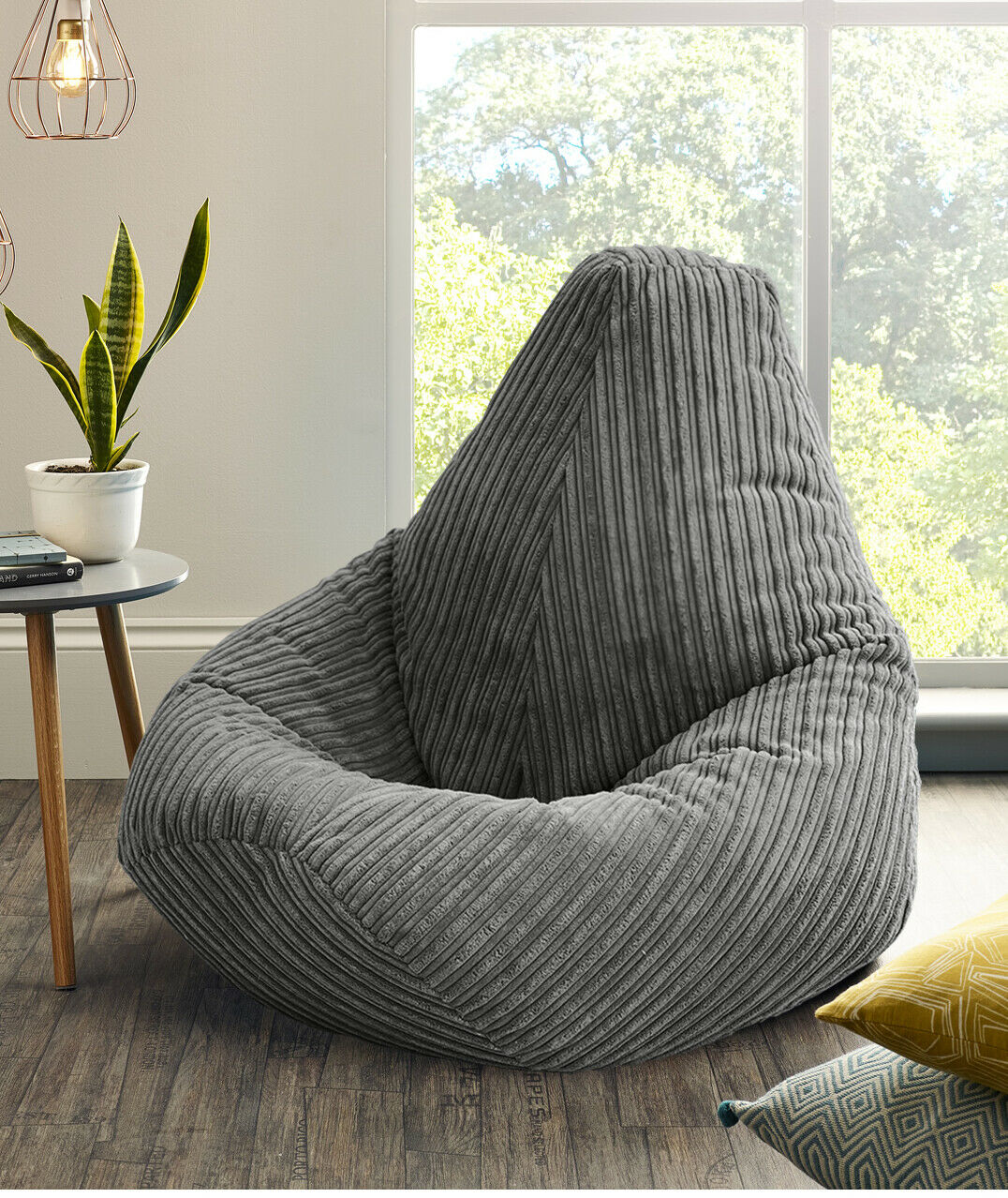 Jumbo Cord Beanbag Chair XL Large Bean Bag in Plush Jumbo Cord beanbags Highback