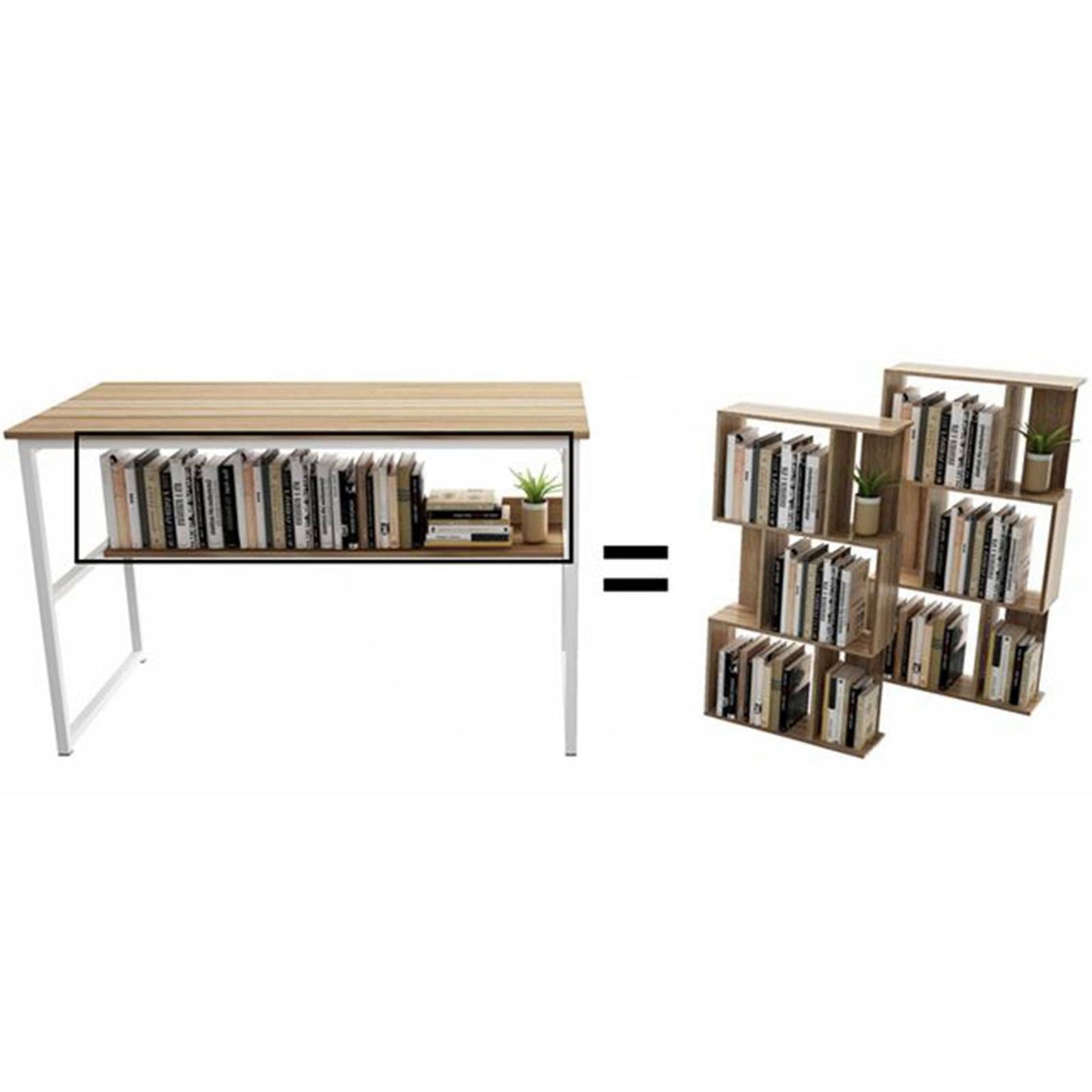 Computer Home Office PC Desk Writing Table Workstation Wood Bookshelf Furniture