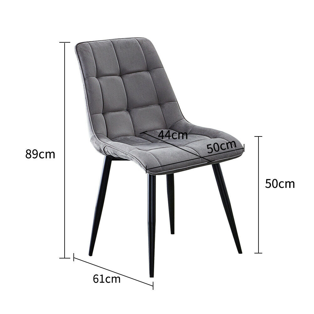 2× Modern Kitchen Dining Chairs Velvet Padded Seat Office Living Room Chair Set