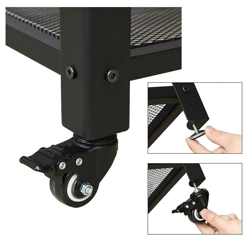 Sofa Side Table End Desk Coffee Table with Wheels & Storage Shelf for Livingroom