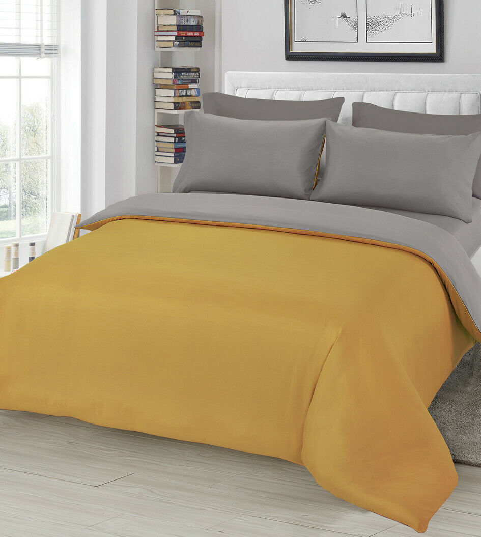 Plain Duvet Cover & Pillowcase Reversible Bedding Set or Fitted Sheet