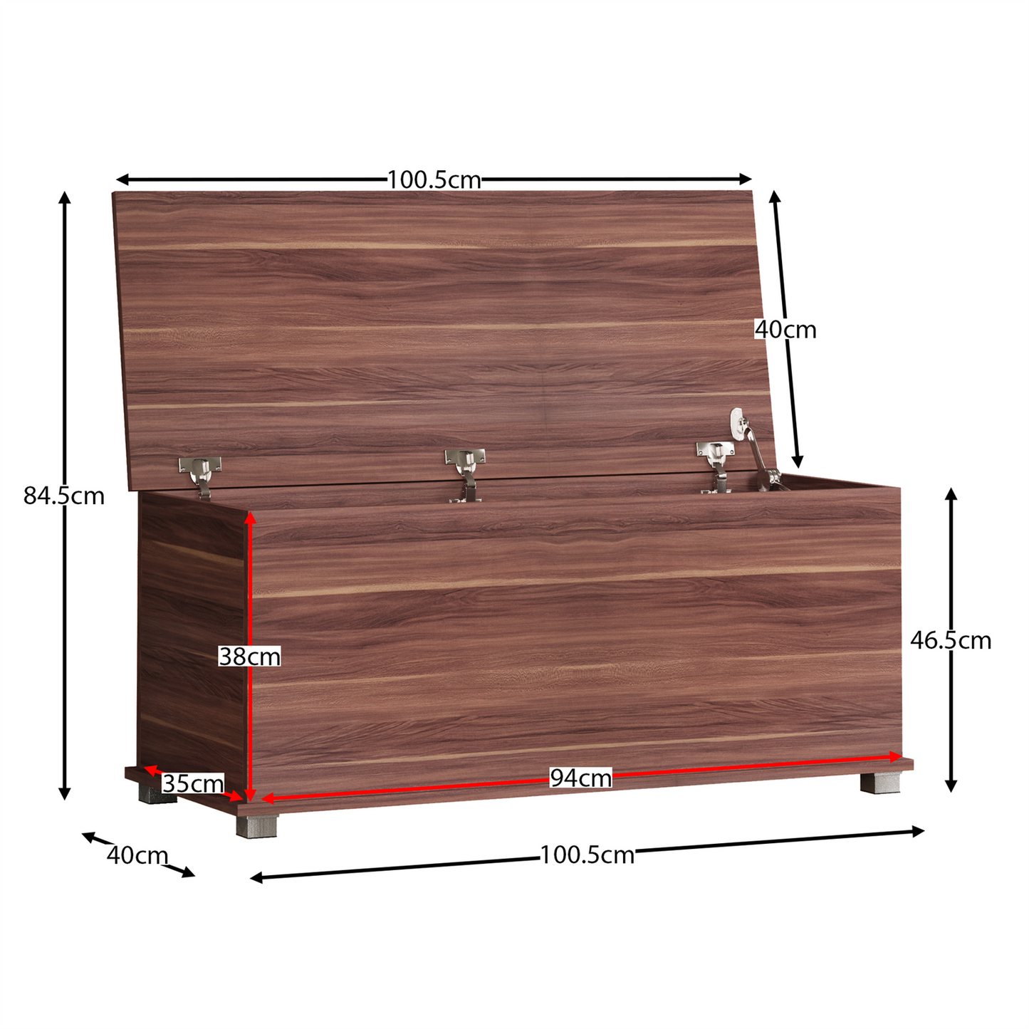 Leon Storage Ottoman Chest Toy Chest Walnut Bedding Blanket Box Large Wooden