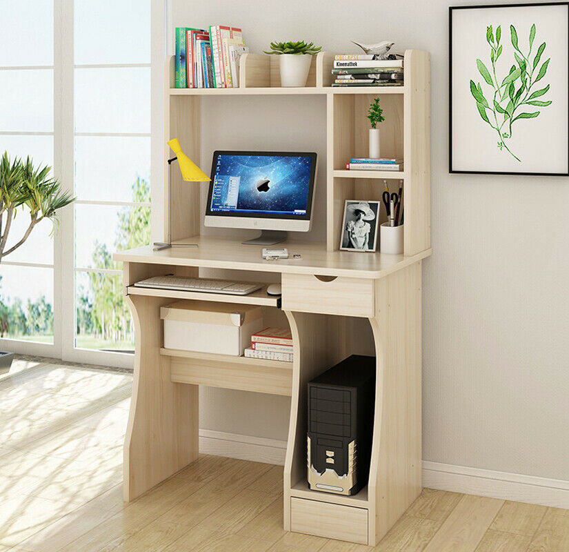 Furinno 32 in. Rectangular Beech 2 Drawer Computer Desk with Built