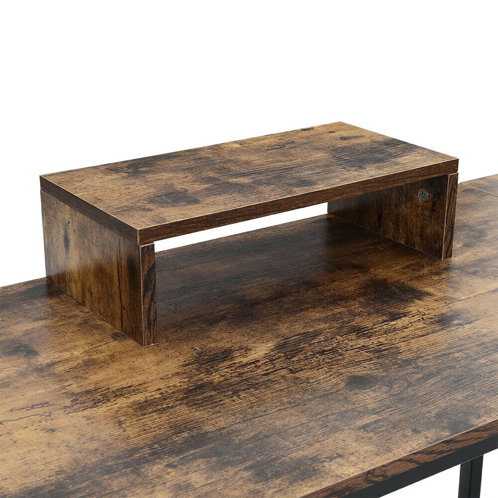 L Shaped Computer Corner Desk Table with Monitor Stand/Shelf/Si