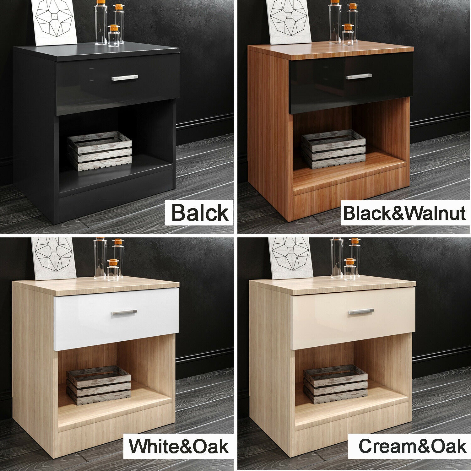 High Gloss 3 Piece Bedroom Furniture Sets Wardrobe Chest Bedside Free Delivery