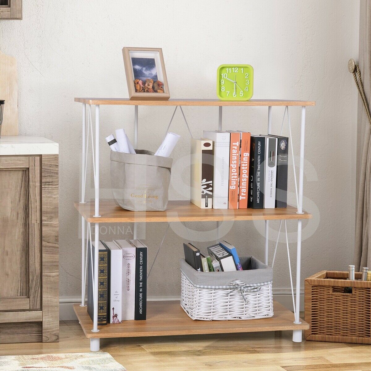 3 Tier Ladder Shelf Bookshelf Rack Stand Organizer Bookcase Unit Display Stand
