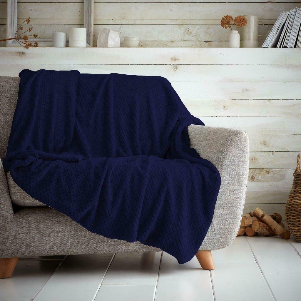 LUXURY TEDDY FLEECE POPCORN THROW OVER FOR SOFA BED BLANKET TRAVEL WARM & COSY