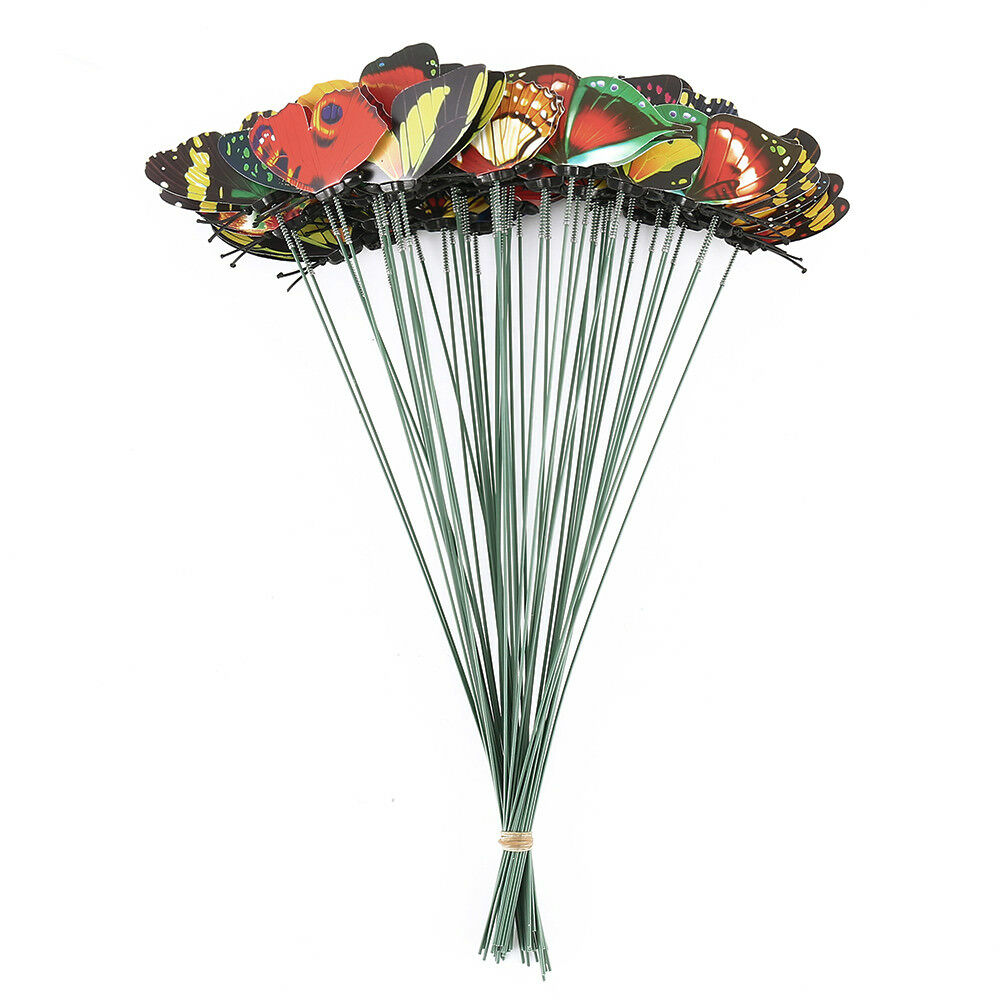 50Pcs Butterfly Garden Metal Stake Patio Lawn Yard Wedding Outdoor Village Deco