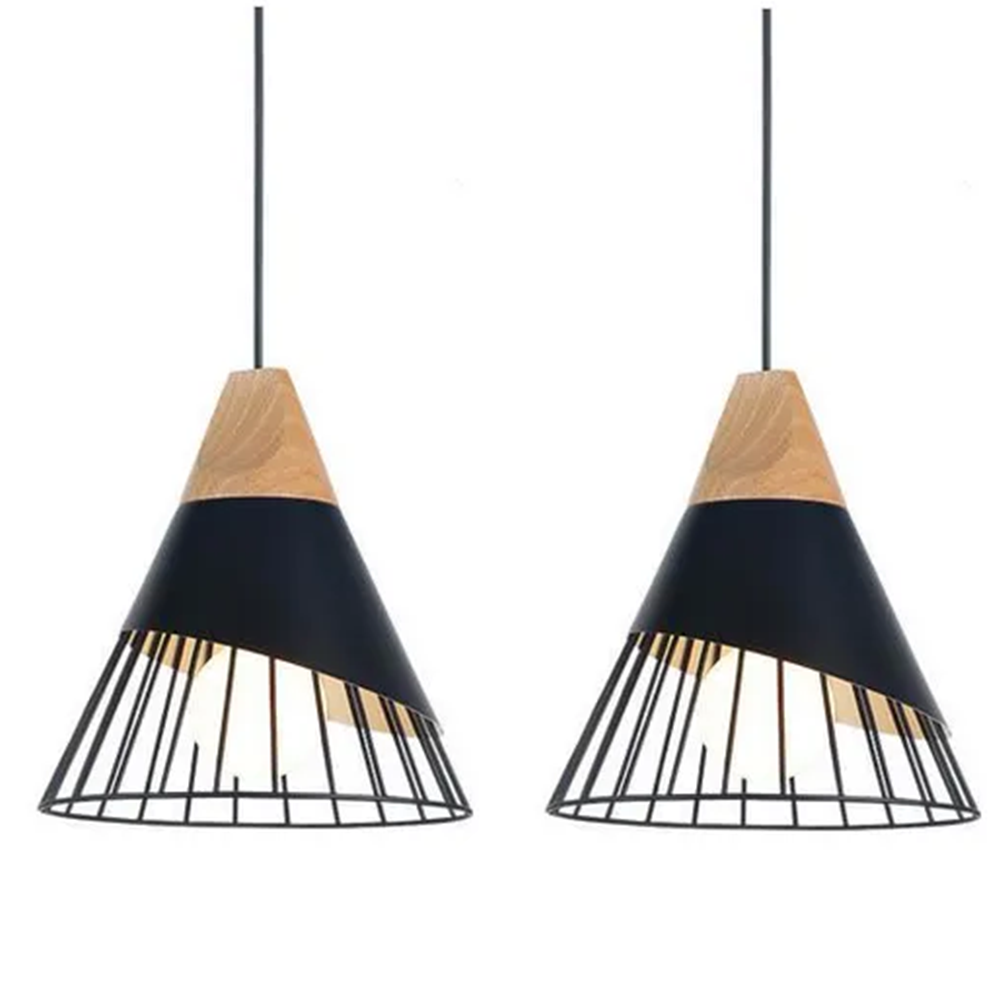 2x Chandelier E27 Pendant Light Modern Minimalist Nordic Style Restaurant Wood
