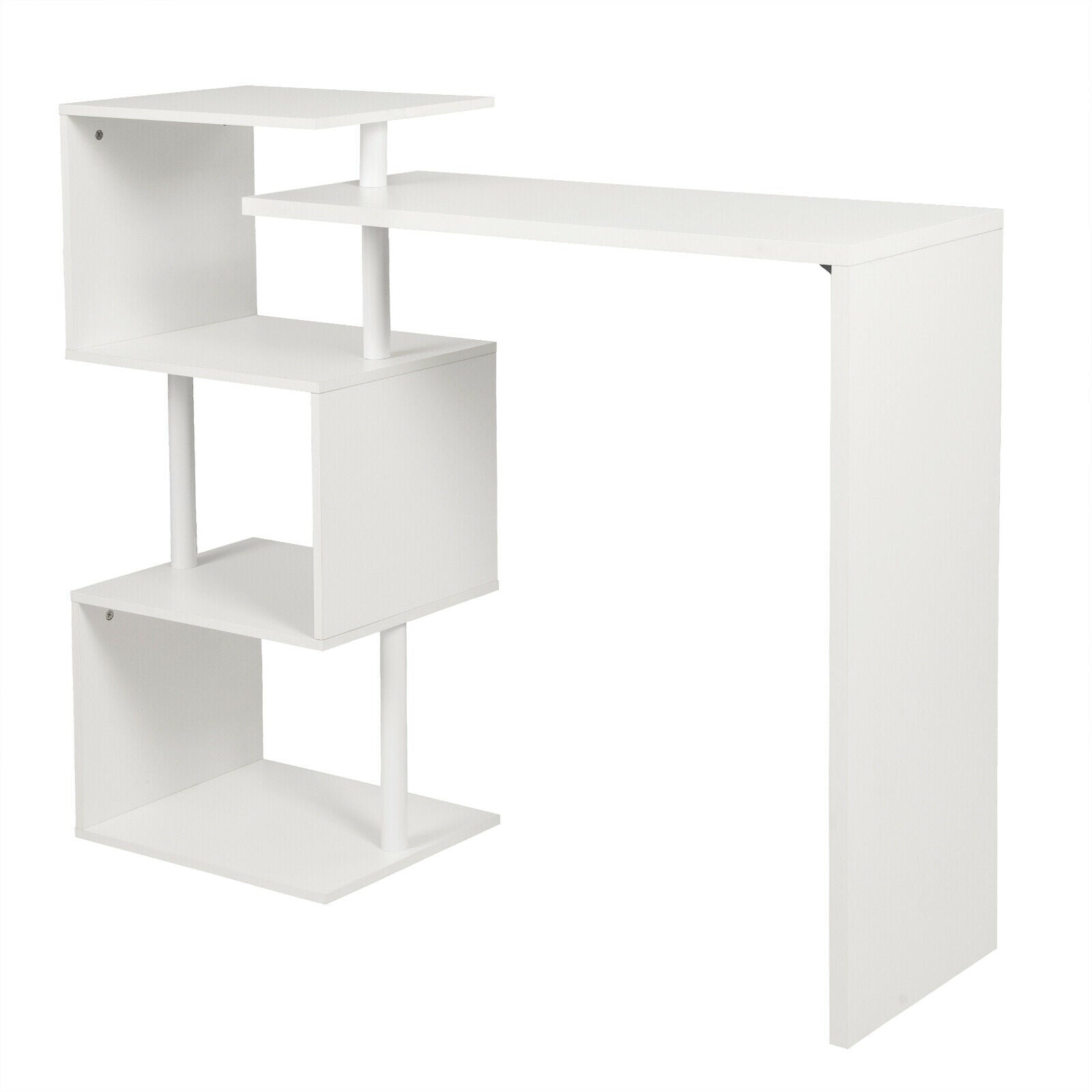 Bar Table Kitchen Dining Breakfast Table with 3-Tier Storage Shelves MDF Metal