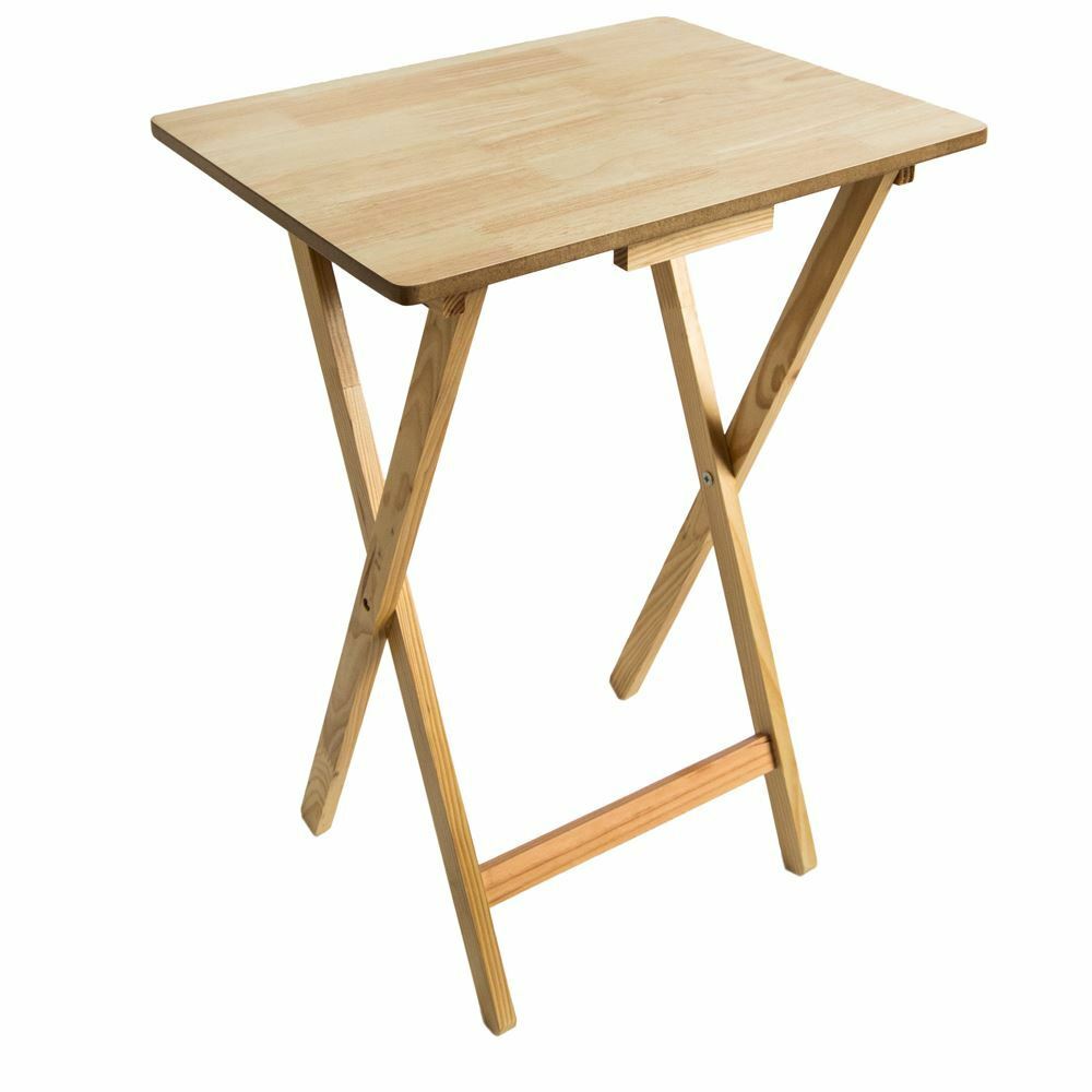 Folding Snack Table Wooden Natural Desk Foldable Portable Dining Laptop Coffee