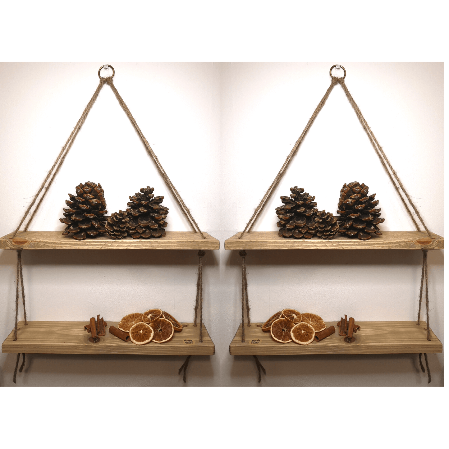 Rustic Vintage Shelves Handmade Wooden Natural Wood Floating Hanging Rope Shelf