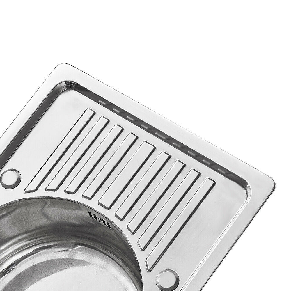 Single Round Stainless Steel Inset Kitchen Sinks Includes Plumbing Kit