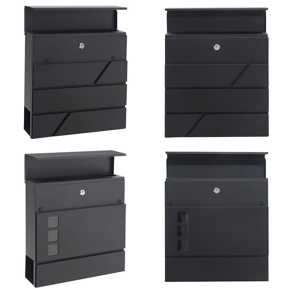 Home Garden Mail Box Lockable Post Letter Box w/Keys Door Porch Galvanised Steel