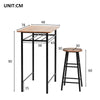 Bar Table Set Breakfast Kitchen Dining Table w/2 Chairs Stools & Shelf Storage