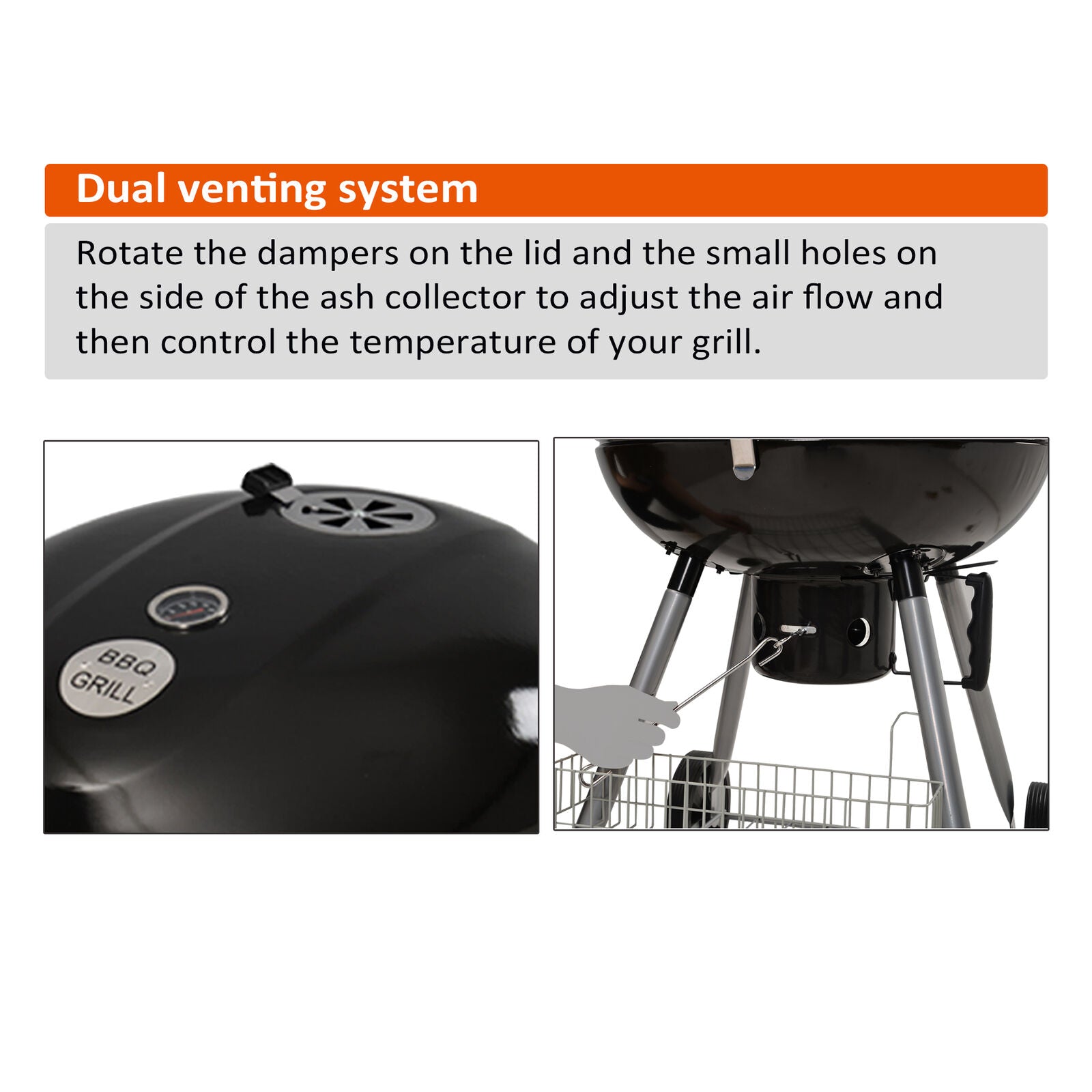 Kettle Barbecue BBQ Grill Charcoal Garden Outdoor Patio Party Round Standard