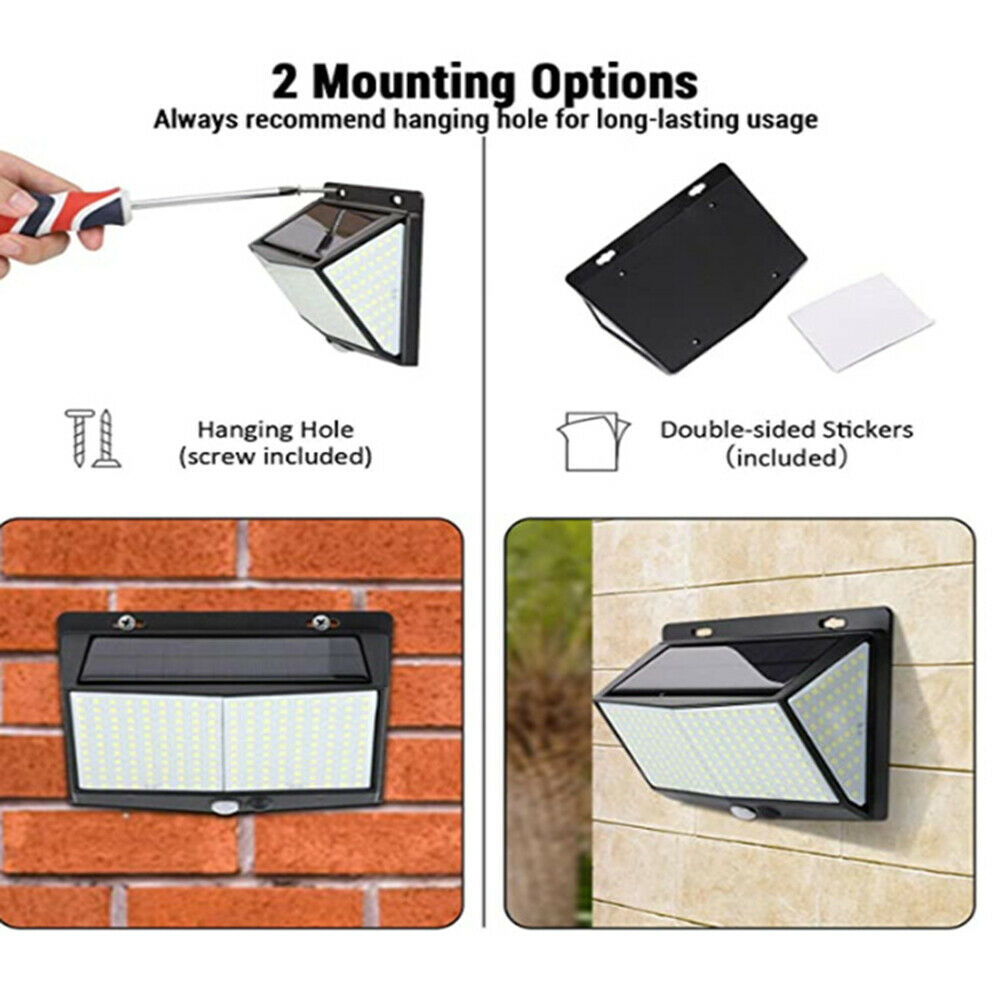 288 LED Solar Powered Light Outdoor PIR Motion Sensor Wall Security Garden Lamp
