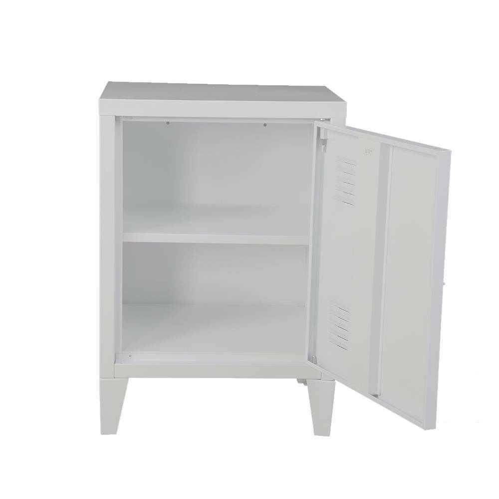 1 Pair Vintage Industrial Bedside Tables Retro Locker Side Cabinets White