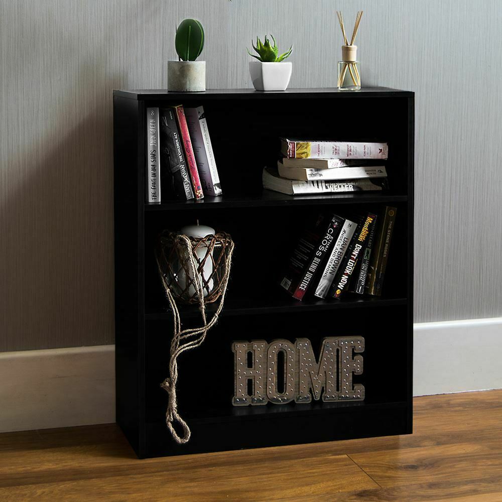 Cambridge 3 Tier Low Bookcase Display Shelving Storage Unit Wood Stand Shelves