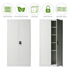 180cm Office Storage Lockable Cupboard Filing Cabinet Steel Metal Light Grey Key