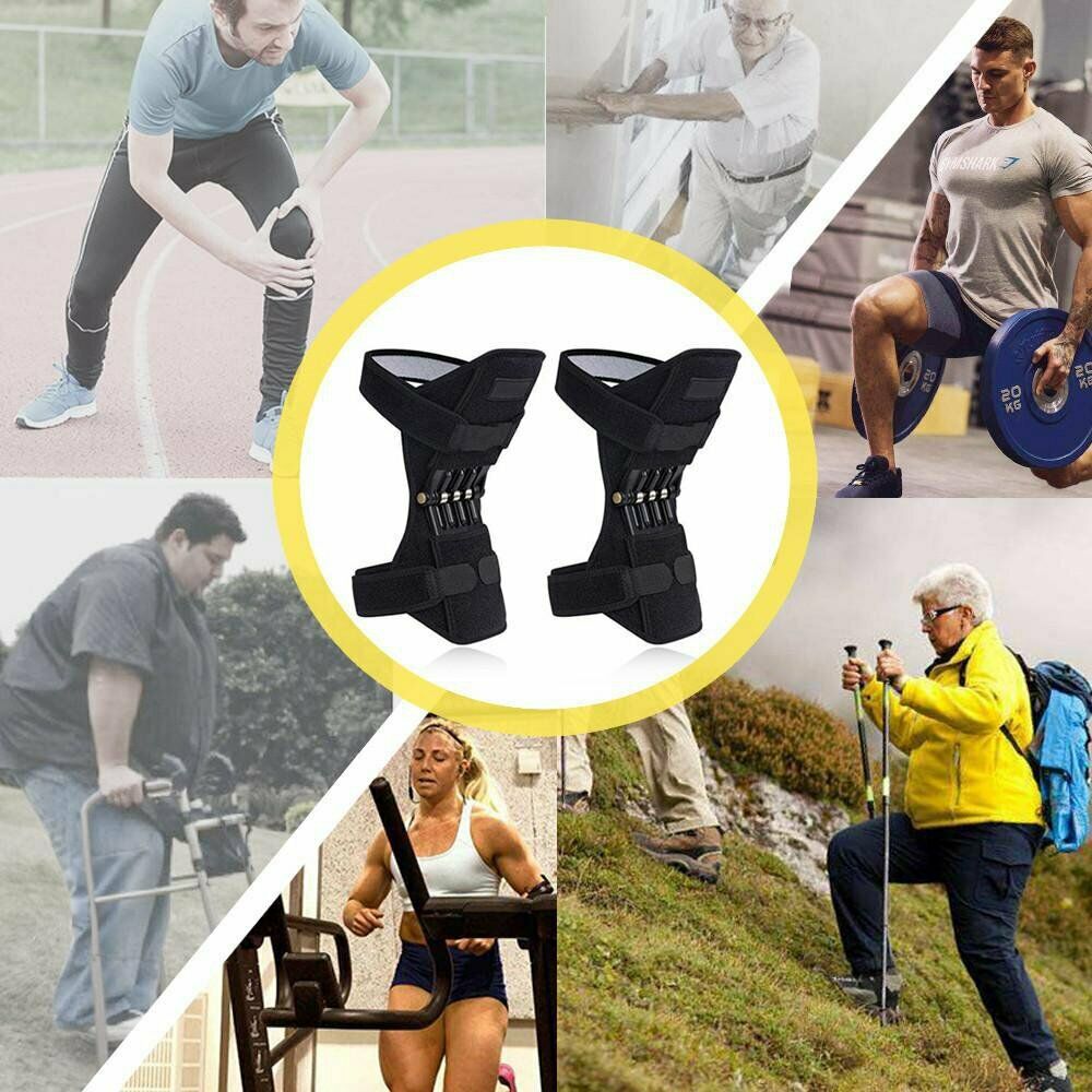 2x Power Lift Joint Support Knee Brace Pad Rebound Spring Force Running Kneepad