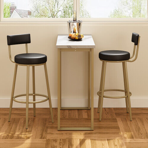 Bar Table and 2 Stools Set Breakfast Counter Height Kitchen Dining Room HT