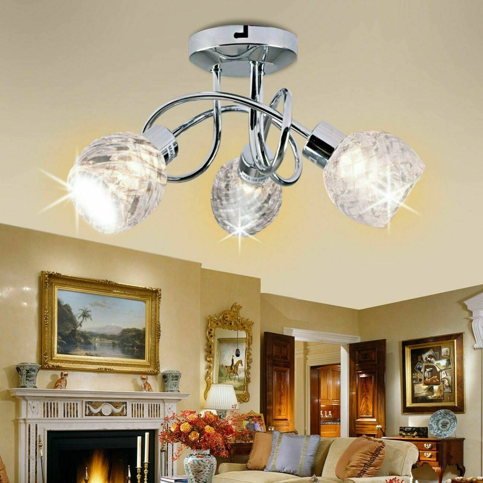 LED Crystal Ceiling Light Chandelier 3 way Lamp Kitchen Bed Living room Lights