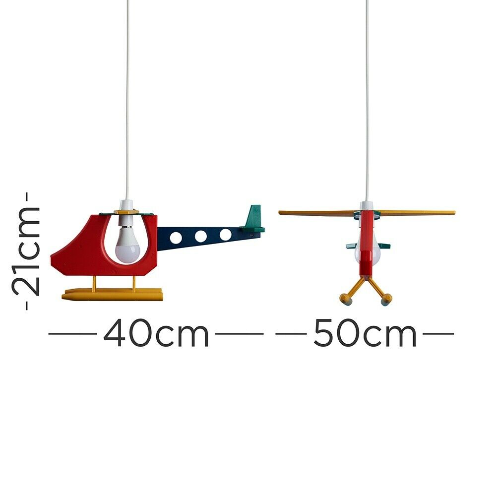Childrens Multi Coloured Helicopter Ceiling Pendant Light Shade Bedroom Nursery