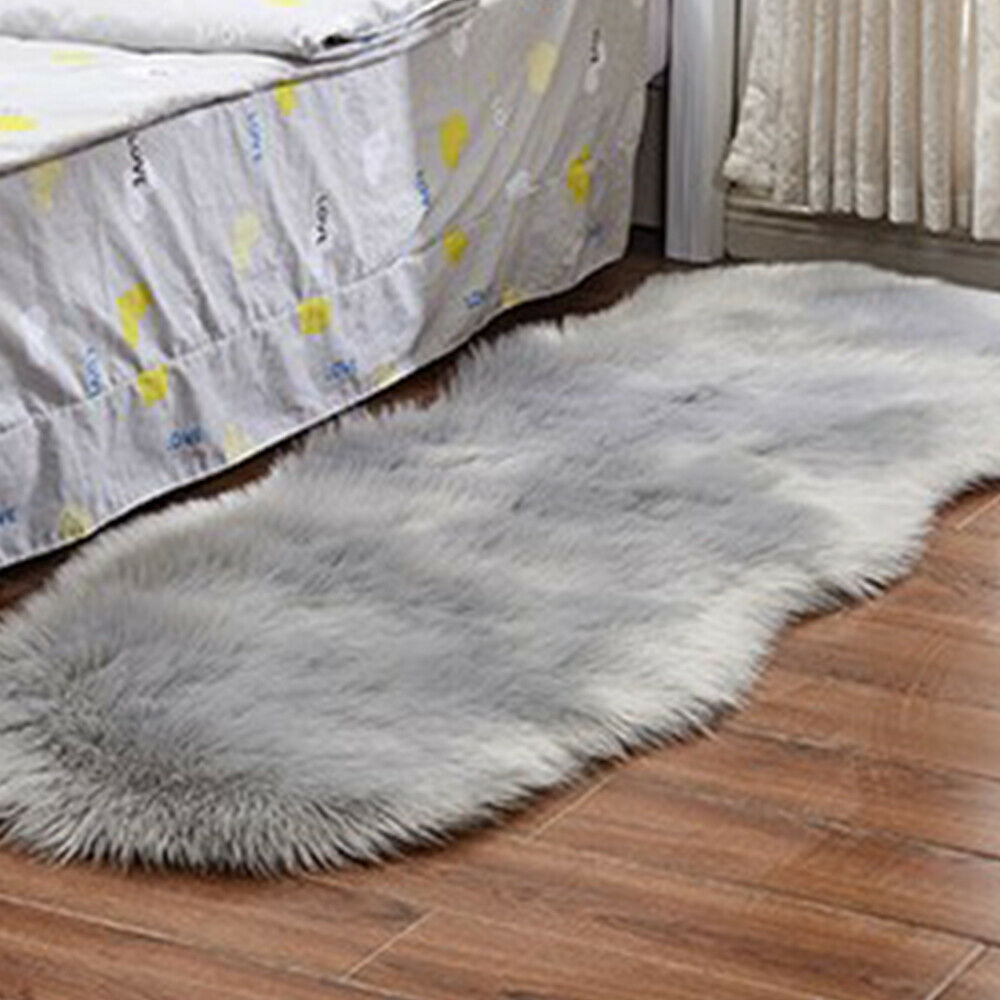 Fluffy Faux Fur Sheepskin Rug Large Hairy Carpet Bedroom Rugs Pad Soft Pile Rug