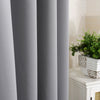 2xCurtains Blackout Pencil Pleat top Rod Pocket Window for Bedroom Grey