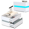 2x White High Gloss Chest of 2 Drawers Bedside Table Cabinets Nightstand RGB LED