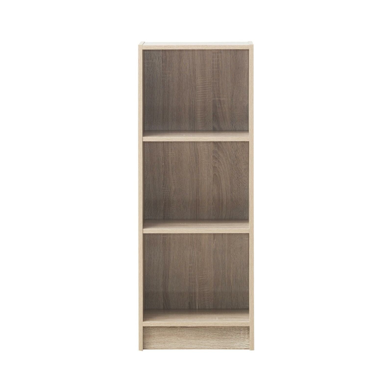 3 Tier Medium Narrow Bookcase Shelving Unit Living Room Office Sonoma Oak
