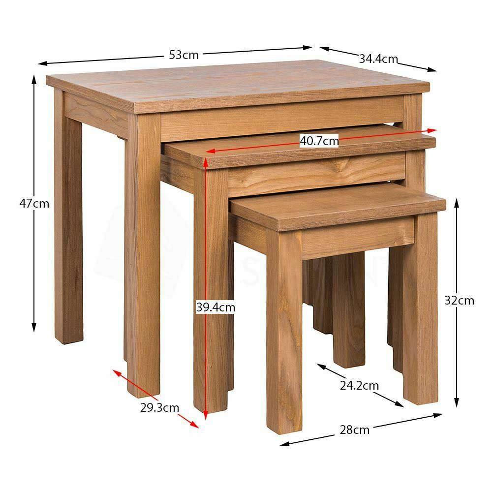 Oakridge Nest of 3 Tables Wood Set Coffee Side Lamp Living Room Units