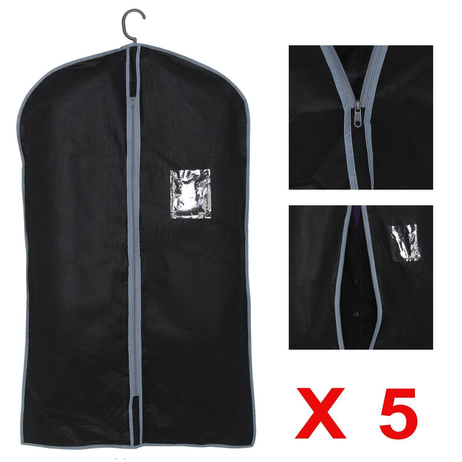 5xBreathable ZipUp Hanging Suit Dress Coat Garment Bag Clothes Cover Dustproof A