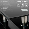 Tempered Glass Chrome Living Room Coffee Table, Black Modern Rectangle Tea Table